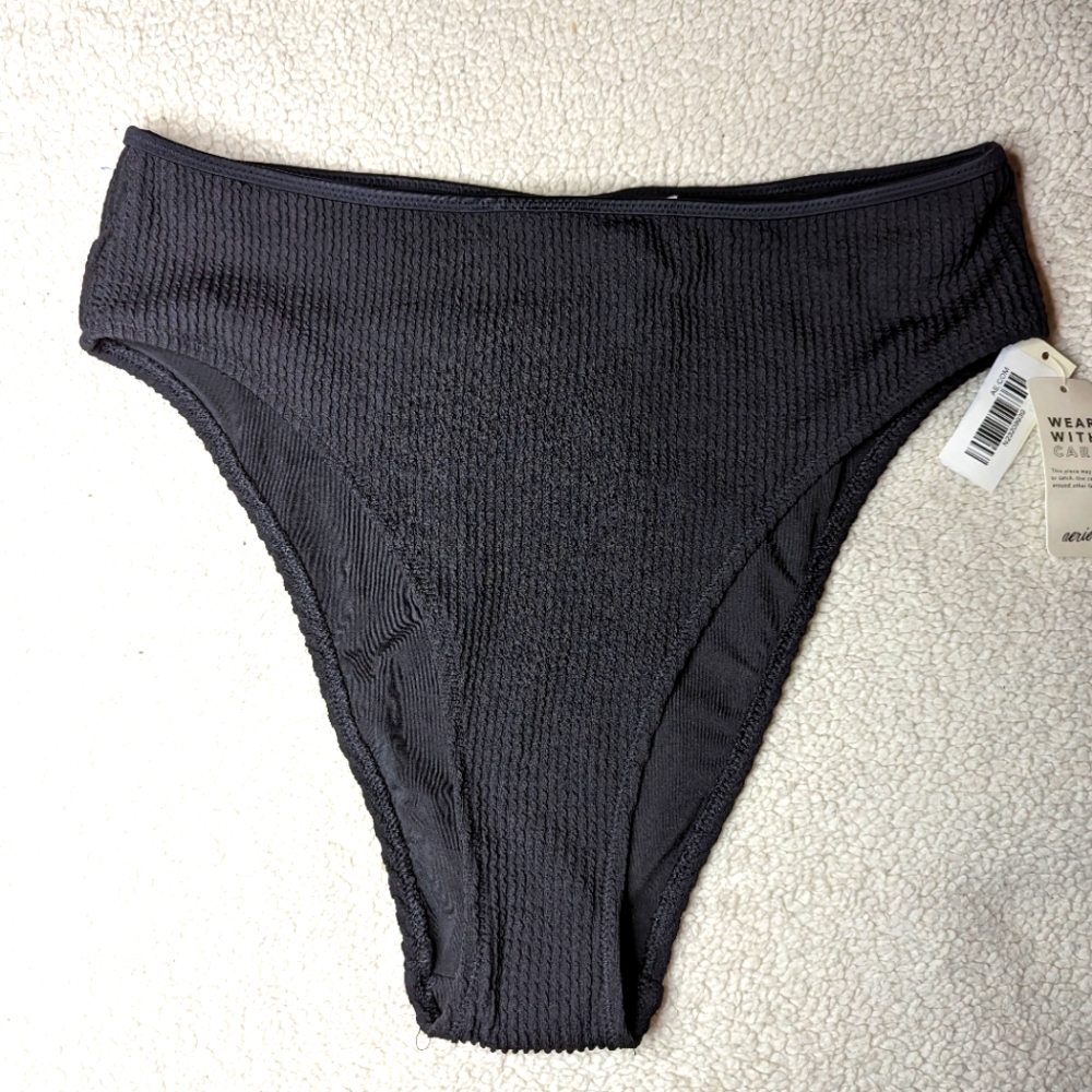Aerie ribbed high cut bikini bottom size large NWT